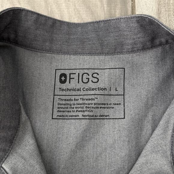 FIGS Scrub Top Gray Size Large Technical Collection Rafaela Oversized - Picture 2 of 9